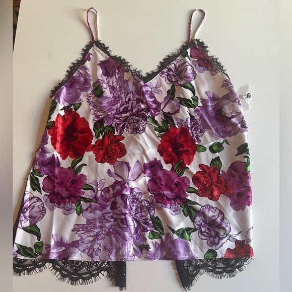 Victoria's Secret White Rose Floral Stretch Satin Lace Back Cami Set *NWT* - Picture 7 of 10